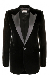 Однобортный жакет с контрастной отделкой Saint Laurent