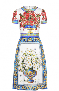 Шелковое платье-миди с принтом Dolce &amp; Gabbana