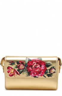 Кожаная сумка с металлизированной отделкой и цветочным принтом Dolce &amp; Gabbana