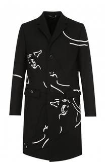 Шерстяное однобортное пальто с контрастной отделкой Valentino