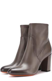 Кожаные ботильоны на устойчивом каблуке Santoni