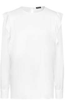 Шелковая блуза прямого кроя с оборками Kiton