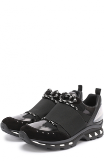 Комбинированные кроссовки на шнуровке с декоративной резинкой Givenchy