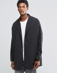Черное легкое пальто с заниженной линией плеч ASOS - Черный