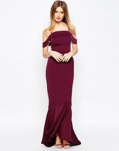 Платье макси с широким вырезом и юбкой годе ASOS WEDDING - Красный