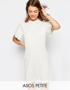 Легкое трикотажное платье с короткими рукавами ASOS PETITE - Кремовый