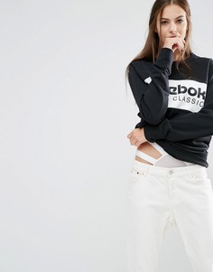 Черный oversize‑свитшот с логотипом Reebok - Черный