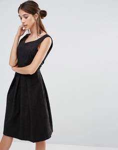 Фактурное платье с плиссировкой и v-образным вырезом Closet - Черный