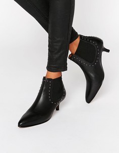 Черные кожаные ботинки на каблуке-рюмочке Selected Femme Tallulah - Черный