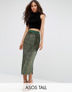 Юбка-карандаш с контрастными пайетками ASOS TALL - Мульти