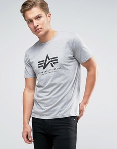 Серая футболка классического кроя с логотипом Alpha Industries - Серый