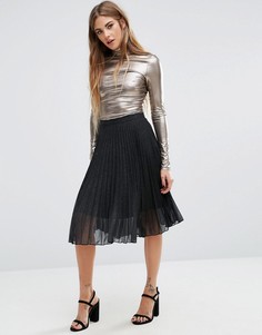 Юбка с высокой талией и эффектом металлик Fashion Unon - Серый
