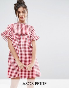 Красное свободное платье в клеточку ASOS PETITE - Красный