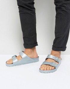 Серебристые сандалии с эффектом металлик Birkenstock Arizona Eva - Серебряный