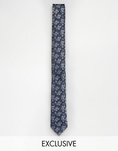 Жаккардовый галстук с принтом черепа Noose & Monkey - Синий