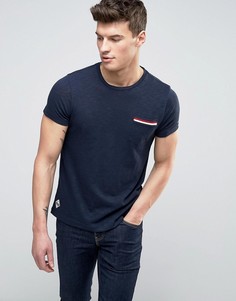 Меланжевая футболка классического кроя с отделкой на кармане Tommy Hilfiger Falco - Темно-синий