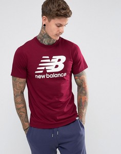 Бордовая классическая футболка с логотипом New Balance MT63554_ADR - Красный