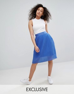 Плиссированная юбка миди из шифона adidas Originals - Синий