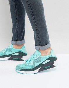 Голубые кроссовки Nike Air Max 90 Ultra Flyknit 875943-301 - Синий