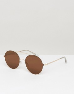 Легкие круглые солнцезащитные очки с планкой ASOS - Золотой