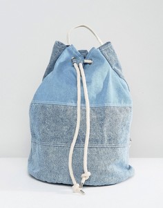 Большая джинсовая сумка дафл с затягивающимся шнурком ASOS - Синий
