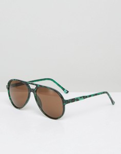 Солнцезащитные очки-авиаторы с зеленым черепаховым принтом ASOS - Зеленый
