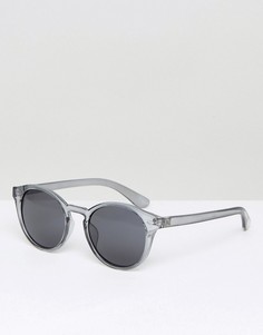 Серые круглые солнцезащитные очки c дымчатыми стеклами ASOS - Серый