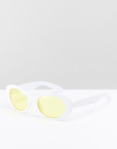 Белые овальные солнцезащитные очки с желтыми стеклами ASOS - Белый