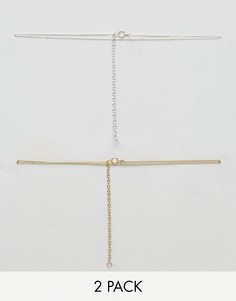 2 тонких ожерелья-чокер из позолоты и серебра ASOS - Мульти