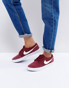 Бордовые замшевые кроссовки Nike SB Portmore Ii - Красный