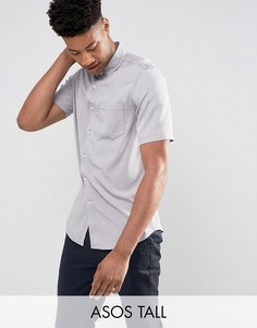 Серая рубашка классического кроя из вискозы с эффектом кислотной стирки ASOS TALL - Серый