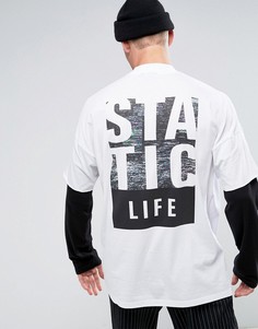 Свободный лонгслив с текстовым принтом ASOS - Белый