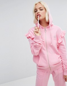 Оверсайз-худи с оборками Lazy Oaf - Розовый