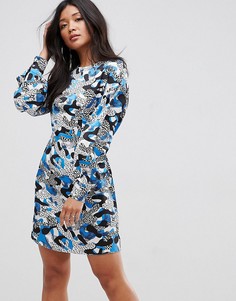 Платье мини со звериным и камуфляжным принтом ASOS - Мульти