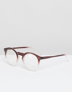 Бордовые круглые солнцезащитные очки с эффектом деграде и прозрачными стеклами ASOS - Коричневый