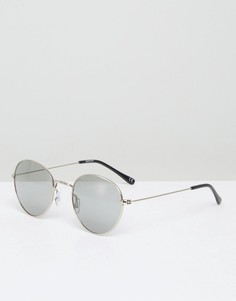 Круглые солнцезащитные очки в металлической оправе ASOS - Серебряный