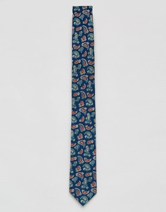 Галстук с цветочным принтом 7X - Синий