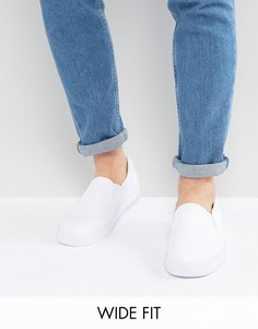 Белые парусиновые кеды-слипоны для широкой стопы ASOS - Белый