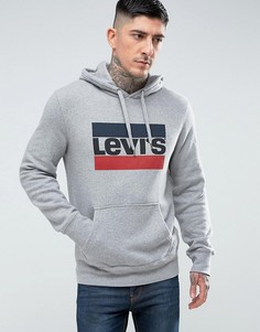 Худи серого меланжевого цвета с логотипом Levis - Серый