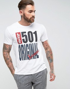 Футболка с оригинальным принтом Levis 501 - Белый