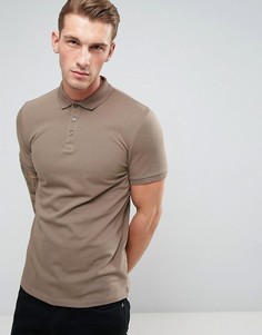 Обтягивающее коричневое поло из пике ASOS - Коричневый