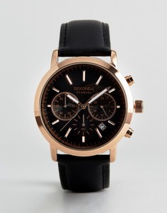 Часы цвета розового золота с хронографом и черным кожаным ремешком Sekonda эксклюзивно для ASOS - Черный
