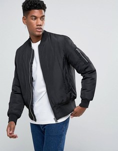 Черный бомбер с карманами ASOS MA1 - Черный
