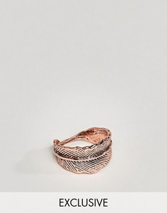 Кольцо цвета розового золота с отделкой в виде пера DesignB London эксклюзивно для ASOS - Медный