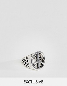 Серебристое массивное кольцо со знаком пацифик DesignB London эксклюзивно для ASOS - Серебряный