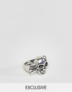 Серебристое кольцо с отделкой в виде черепа и костей DesignB London эксклюзивно для ASOS - Серебряный
