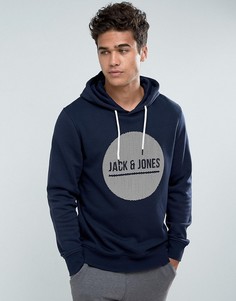 Худи с фирменным принтом Jack & Jones - Темно-синий