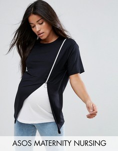 Футболка с молнией ASOS Maternity NURSING - Черный