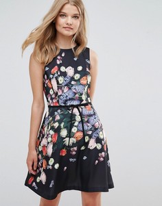 Короткое приталенное платье с цветочным принтом Ted Baker - Мульти