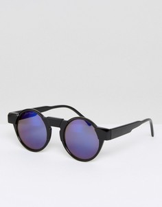 Черные круглые солнцезащитные очки с синими стеклами Jeepers Peepers - Черный